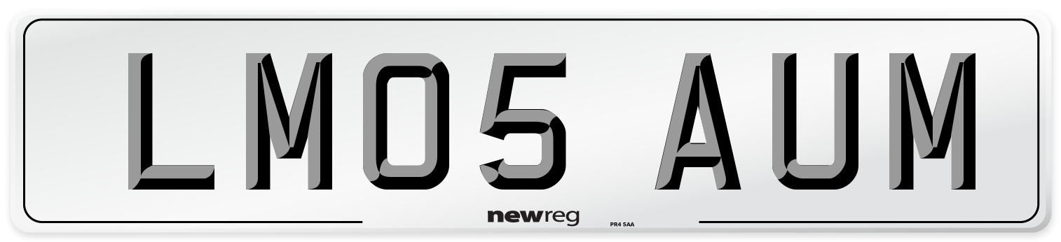 LM05 AUM Number Plate from New Reg
